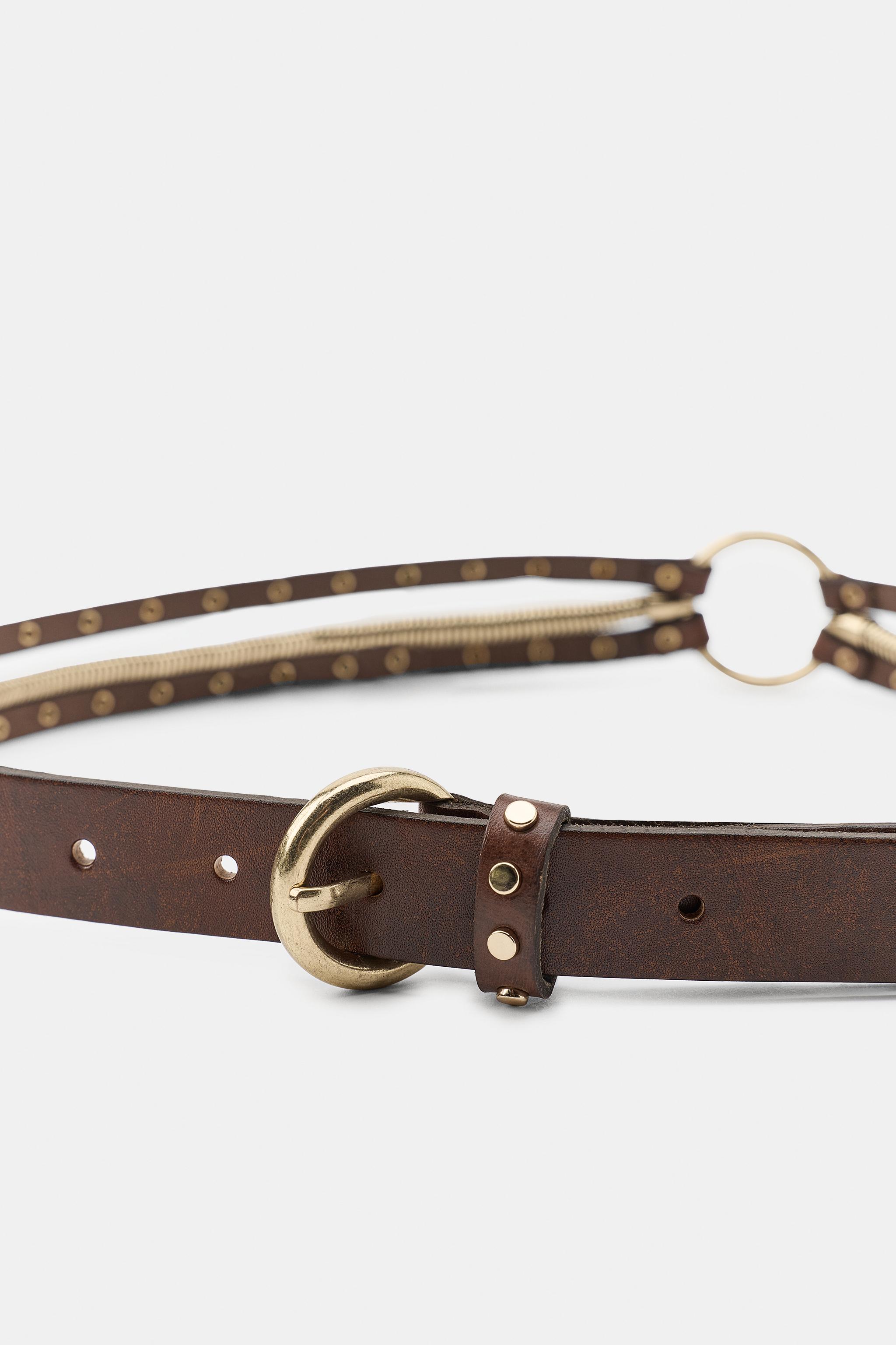 LEATHER AND CHAIN COMBINATION BELT